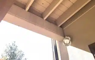 Room ceiling with natural wood beam detail Room ceiling with natural wood beam detail