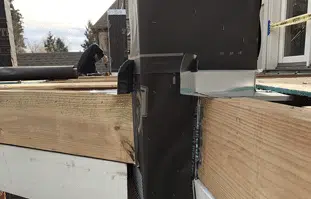 Room ceiling with natural wood beam detail Room ceiling with natural wood beam detail