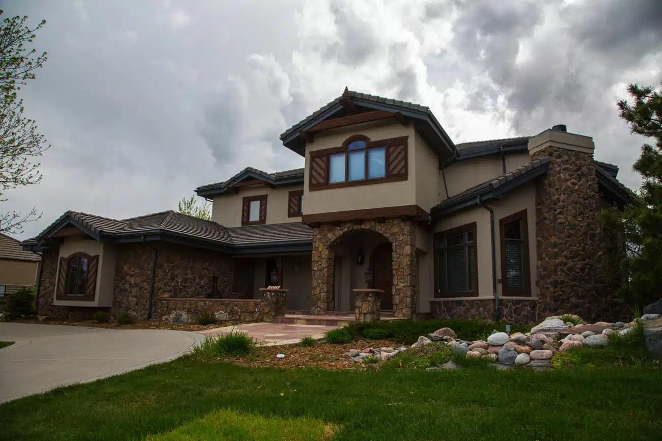 Modern home with stone and stucco exterior