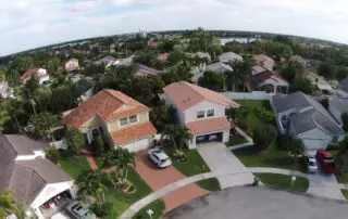 Suburban homes aerial view