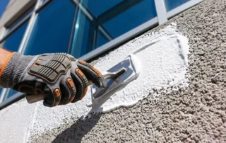 Professional Stucco Repair Contractors Restoring A Damaged Exterior Wall At A Property In Fort Walton Beach, FL To Improve Durability And Appearance.
