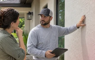 Stucco contractor in Fort Walton Beach discussing repair details